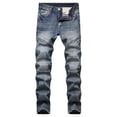 thumbnail image 1 of Babysbule Clearance Mens Pants Men's Casual Autumn Denim Cotton Elastic Draw String Work Trousers Jeans Pants, 1 of 8