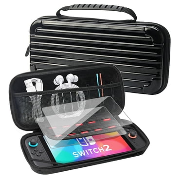 Étui de Transport pour Nintendo Switch 2, Coque Rigide et Étui de Voyage Portable Imperméable avec 2 Protecteurs d'Écran pour Accessoires de Jeu Switch 2025, Sac de Rangement, Noir