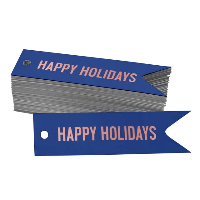 Inkdotpot Rose Gold Foil Paper Hang Tags Happy Holiday Favor Tags 50 Pieces