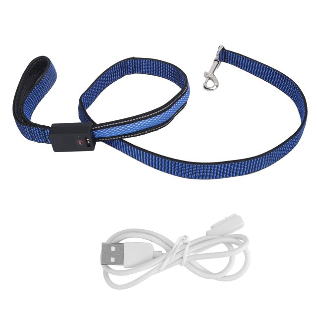 Corde de Traction pour Chien, Réfléchissant LED Leash Nylon Rechargeable pour Petits Chiens de Taille Moyenne Bleu, Rouge, Vert