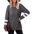 thumbnail image 2 of T-Shirts Décontractés à Rayures à Manches Longues pour Femmes, Col Rond, Hauts Unis, Blouse Ample Décontractée, 2 of 4