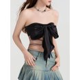 thumbnail image 3 of FAROOT Women's Bow Front Tube Tops Summer Strapless Contrast Color Bandeau Tops Slim Fit Shirts, 3 of 8