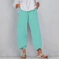 thumbnail image 1 of RXIRUCGD Women's Summer Comfortable Loose Wide Legged Fashion Solid Color Capris, Light Blue, Size: 4XL, 1 of 5