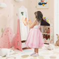 thumbnail image 4 of Costway Kids Vanity Set Princess Makeup Dressing Table & Chair Set with Jewelry Armoire White, 4 of 10