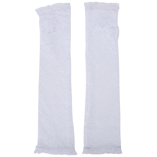 Arm Gloves Lace Long Protective Fingerless Arm Sleeves Arm Covers with Thumbhole