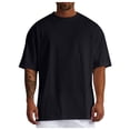 thumbnail image 1 of Men T Shirts Male Summer Pure Oversized Shirt Solid Color Large Size Short Sleeve Round Shoulder Top, 1 of 5