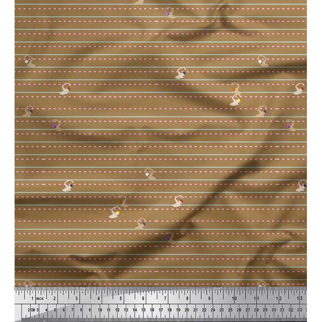 Soimoi Tissu en Voile de Coton Imprimé pour Course de Piscine 1 Yard 56 Pouces de Large