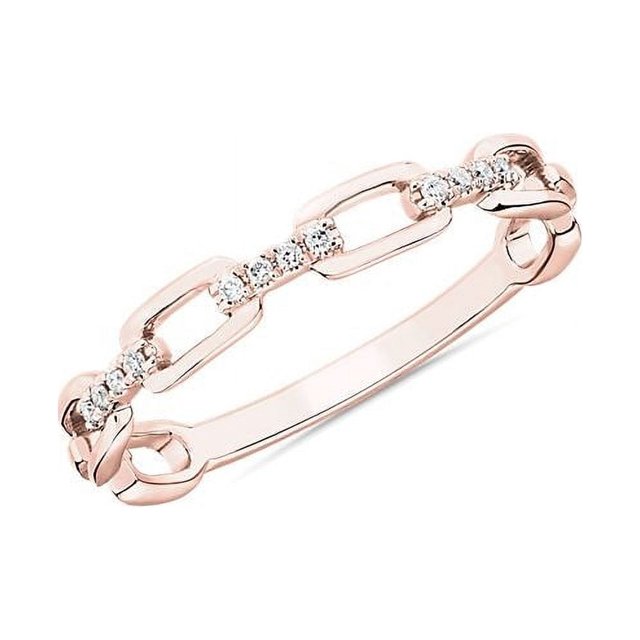 0,15 Ct T.p. Rond Véritable Diamond Nouvelle Conception Alliance Éternité pour Femmes Or Rose Massif 18K Taille 3,5