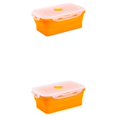 thumbnail image 1 of ZheElen Silicone Lunch Box Food Grade Silicone For Safe And Healthy Meals On Go orange 1200ml 2Set, 1 of 6