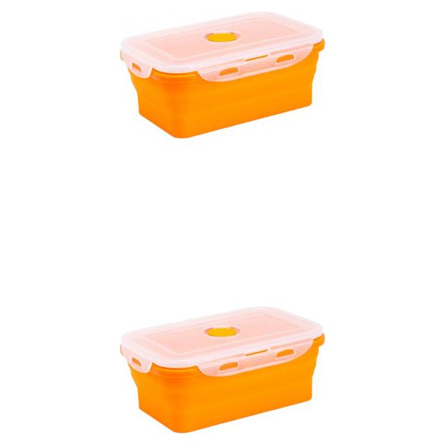ZheElen Silicone Lunch Box Food Grade Silicone For Safe And Healthy Meals On Go orange 1200ml 2Set