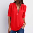 thumbnail image 2 of Women's Loose Chiffon Shirt - Long Sleeves, Zipper Detail, Plus Size Button Top, 2 of 4