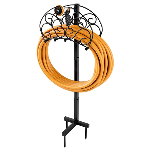 Gymax Garden Hose Holder Freestanding Water Hose Stand Detachable Metal Hose Holder