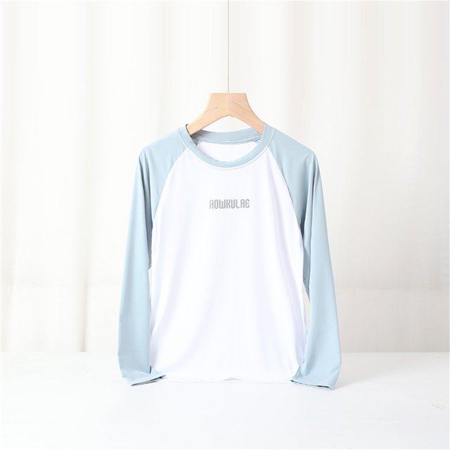 RXIRUCGD T-Shirt à Manches Longues pour Femmes, Séchage Rapide, Col Rond, Bleu Clair, Taille : 8 Ans
