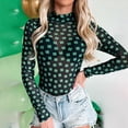 thumbnail image 2 of Kcodviy Women's Spring Print Sheer Plus Size Jumpsuits Fitted Triangle Bodysuit with Juniors Jumpsuits and Rompers Long Sleeves, 2 of 9