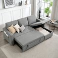 thumbnail image 2 of HOMCOM 83" Sofa Bed, Pull Out Sleeper L Shaped Sectional Couch, Light Grey, 2 of 10