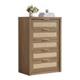 thumbnail image 1 of OAKHAM Commode 5 Tiroirs, Grand Commode en Rotin pour Chambre à Coucher Salon, Noyer Spécial, 1 of 7