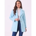 thumbnail image 3 of INSPIRE CHIC Women's Elegant Notched Lapel Button Single Breasted Winter Long Coat Light Blue L, 3 of 7