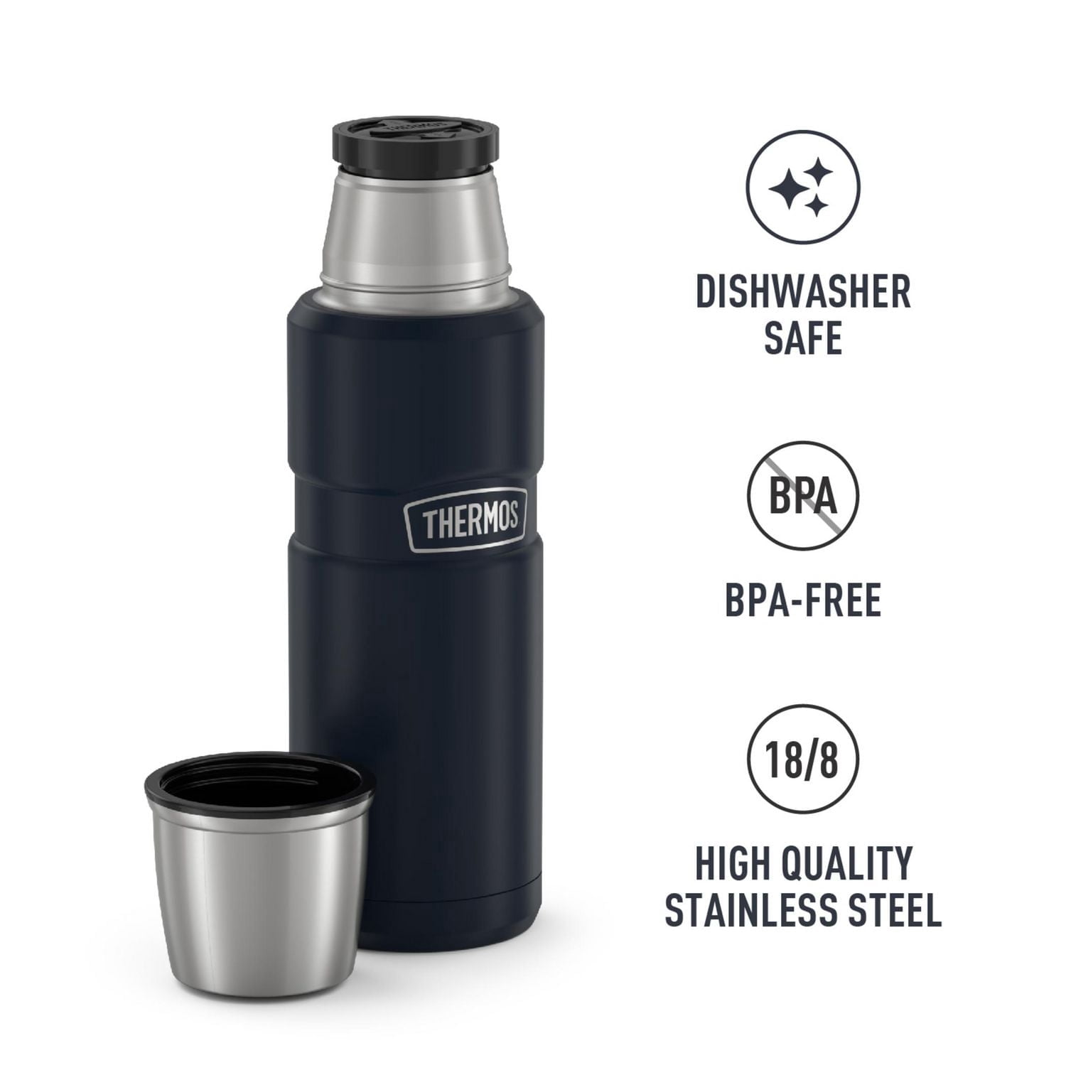 Thermos Stainless King Vacuum Insulated 16 oz Compact Bottle, Midnight Blue