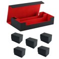 thumbnail image 4 of PU Leather Deck Box Cards Holder with Closure Collectibe Card Case for Sleeved Cards Baseball, Football, Basketball, Sports Cards , black red, 4 of 8