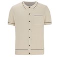 thumbnail image 4 of Birdeem Chemises pour Hommes Chemise à Manches Courtes Boutonnée Tricotée Col Rabattu Veste Fine, 4 of 12