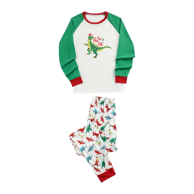 Honganda Christmas Family Pajamas Set, Dinosaur Print Tops+Trousers/Romper