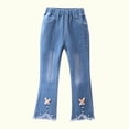 thumbnail image 4 of QIPOPIQ Jeans Ajustés à Taille Élastique pour Filles, Pantalon en Denim Simple Mode Déchiré 2-13 Ans Liquidation, 4 of 6