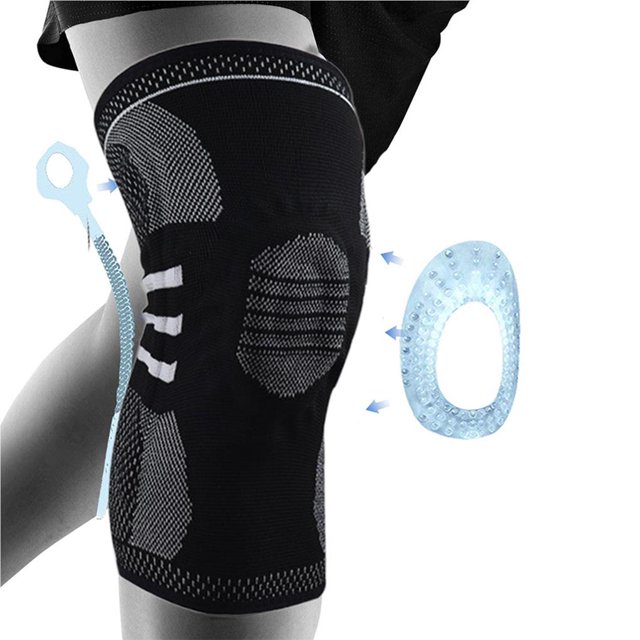 Langgg Genouillère Professionnelle Manchon de Compression avec Coussinets en Gel pour Rotule Genouillères à Ressort pour Course Randonnée Sports No.2