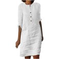 thumbnail image 1 of Gspmoly Robes Décontractées pour Femmes, Femmes Manches 3/4 Col Rond Bouton Robe Longueur Genou Robes Formelles pour Femmes Offres Hebdomadaires, 1 of 5
