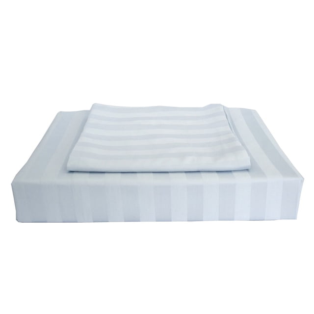 Maholi Bamboo Stripe Duvet Cover Set folded showing alternating light and darker bamboo rayon stripes, featuring breathable, eco-friendly fabric ideal for duvet covers and bedding sets, often used to refresh guest rooms.