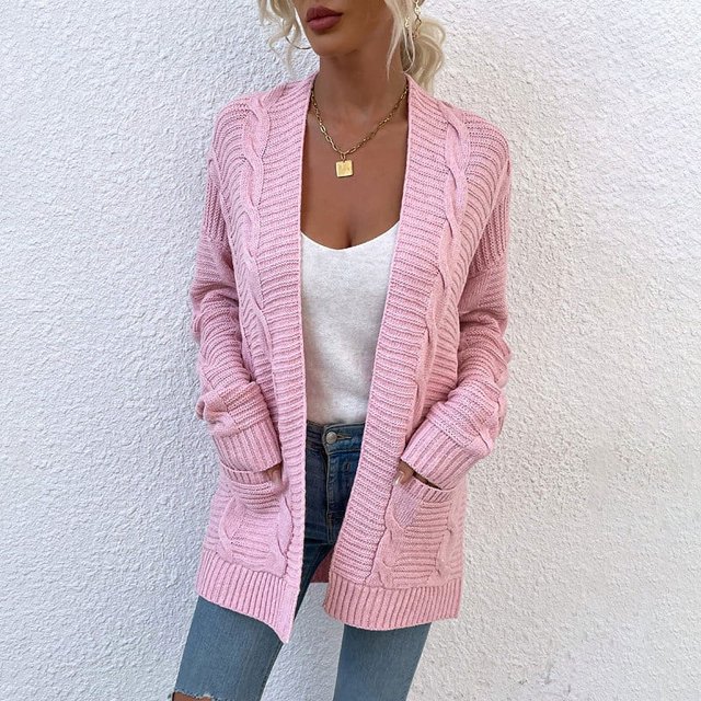 Mode Automne 2023 pour Femmes Chandail Uni pour Femme Haut Chandail Ample Cardigan Manteau Cardigan Léger en Liquidation