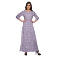 thumbnail image 1 of Moomaya Robe Longue Évasée Imprimée pour Femmes Manches 3/4 Col Rond Tenue Décontractée, 1 of 3