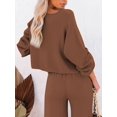 thumbnail image 5 of ORUYROP Ensemble de Pull 2 Pcs pour Femmes Haut Court à Manches Longues et Pantalon Large, 5 of 5