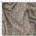 thumbnail image 4 of Soimoi Brown Silk Fabric Monsoon Theme Human Figure Printed Fabric 1 Yard 42 Inch Wide, 4 of 5