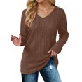 thumbnail image 3 of yoeyez Tunique en Tricot pour Femmes, Chandails à Manches Torsadées Patchwork, Col Ras du Cou Raglan, Chemises à Manches Longues, Hauts Mode Automne 2024, Café, TG, 3 of 6