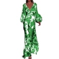 thumbnail image 1 of JIRNDf Robes de Printemps pour Femmes 2025 Mode Tendance Confortables Taille Haute Tempérament Imprimées Col en V Robes d'Été pour Femmes Robe Bohème C S, 1 of 4