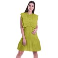 thumbnail image 1 of Moomaya Womens Ruffle Sleeve A,Line Schiffli Dress Solid Designer Party Dress, 1 of 6