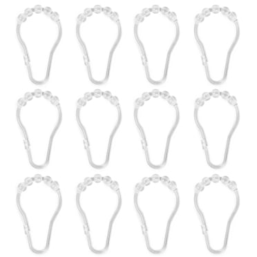 Mainstays Plastic Glide Shower Hooks, Clear, Set of 12