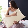 thumbnail image 4 of yulier 2Pcs Microfiber Queen Pillow Cases, Solid Color Super Soft Skin-friendly Cozy Pillowcases with Envelope Closure, Wrinkle, Fade and Stain Resistant Pillow Covers, 20x36, Beige, 4 of 5