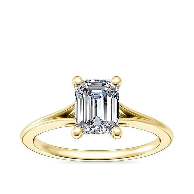 1.00 Carat Excellent Emerald Cut Natural Diamond Beautiful Solitaire Bridal Ring for Bride Solid 14K Yellow Gold Size 5