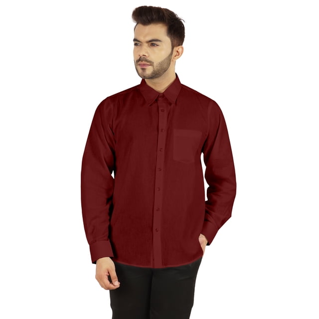 Bestman Long Sleeve Cotton Flex Shirt For Mens Button Downt W/ Patch Pocket Office Wear