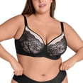 thumbnail image 4 of YANDW Lace Full Coverage Bra for Women Underwire Support Plus Sizes Bras with Padding Lift, Black 44DDD, 4 of 6