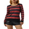 thumbnail image 1 of Women Patchwork Hoodie  Stripe Pattern Long Sleeve Hooded Pullover, 1 of 8