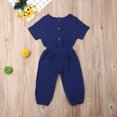 thumbnail image 2 of Sylvamorning Infant Baby Romper Solid Color Short Sleeve Elastic Waist Jumpsuit, 2 of 6