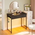 thumbnail image 2 of Pinmoco Writing Desk with 2 Fabric Drawers& Hanging Hook, 32 Inch Computer Desk Study Table Vanity Desk for Small Spaces, Home Office, Black, 2 of 8