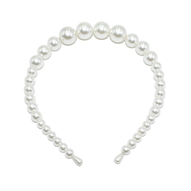 Exquise Bandeau Perle Réglable Résistant à l'Usure Universelle Chic Accessoires de Coiffure Cadeaux de Jour Valentines Diadème pour les Femmes 18mm, 4 Grosses Perles