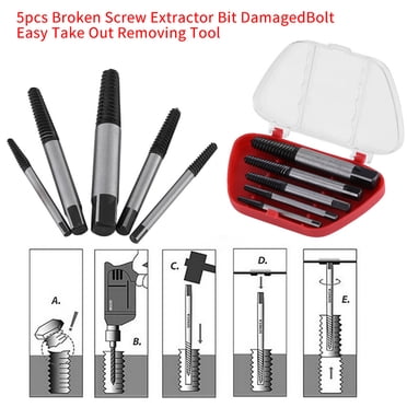 Screw Extractor, Bolt Extractor  5Pcs Broken Screw Remover Damaged Bolt Easy Out Removing Tool  Screw Remover for Rusty Stripped Screw and Bolt Tap Extractors