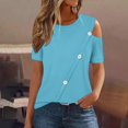 thumbnail image 2 of Timegard Hauts à Épaules Dénudées pour Femmes Col Rond à Boutons Manches Courtes Tunique Décontractée d'Été Blouse, 2 of 7