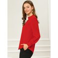 thumbnail image 4 of INSPIRE CHIC Women's Keyhole Stand Collar Pleated Back Button Blouse Tops, 4 of 6