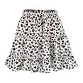thumbnail image 2 of Mrat Women's Floral Print High Waist with Drawstring Ruffle FlaRed-A Boho a Line Mini Skirt S-20 White S, 2 of 4