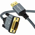thumbnail image 1 of Câble HDMI vers VGA 6.6 Pieds Coque en Alliage d'Aluminium Nylon Tressé & Support Plaqué Or 1080P/60HZ, 1 of 1